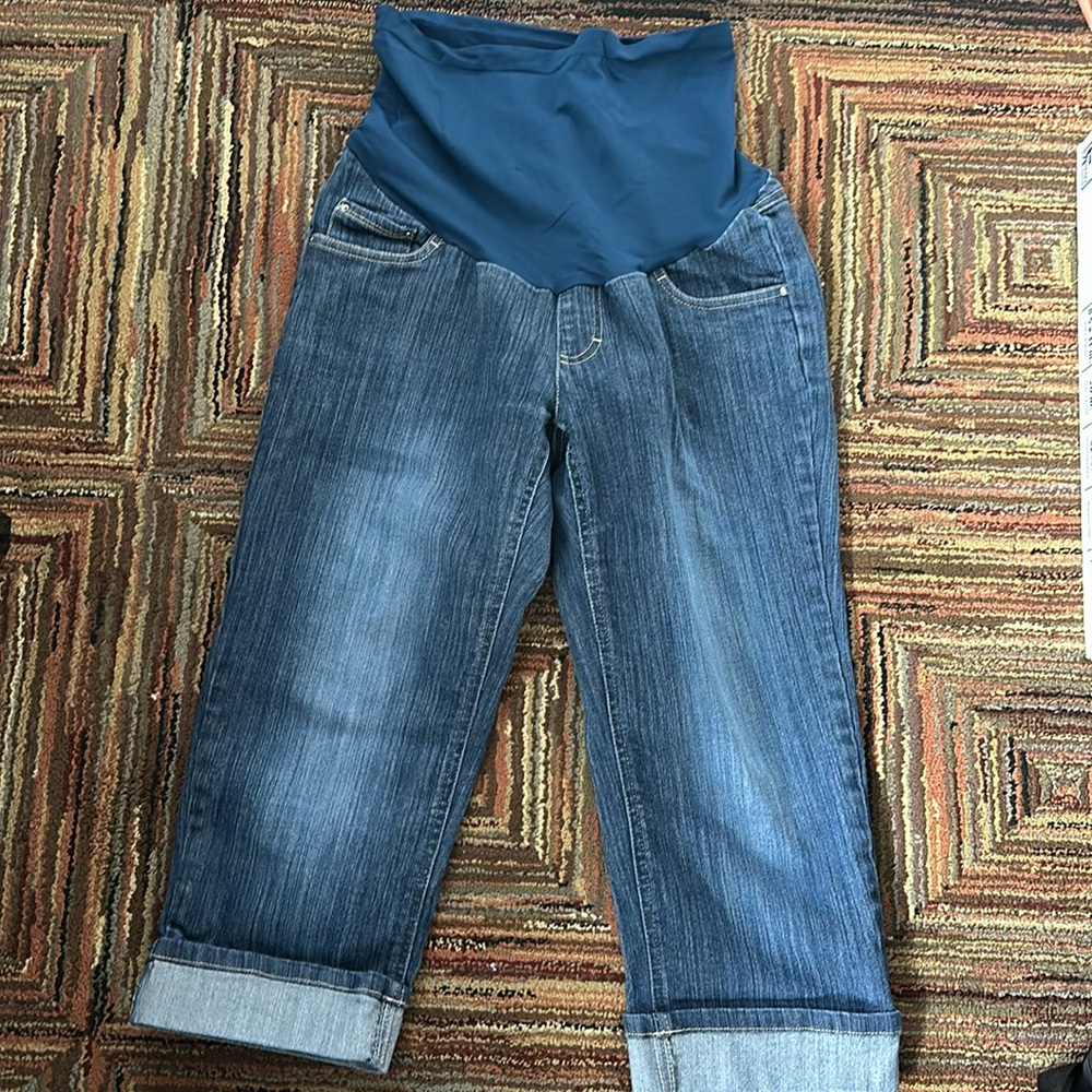 Oh Baby Motherhood Cuffed Maternity Jean Capris Size Medium